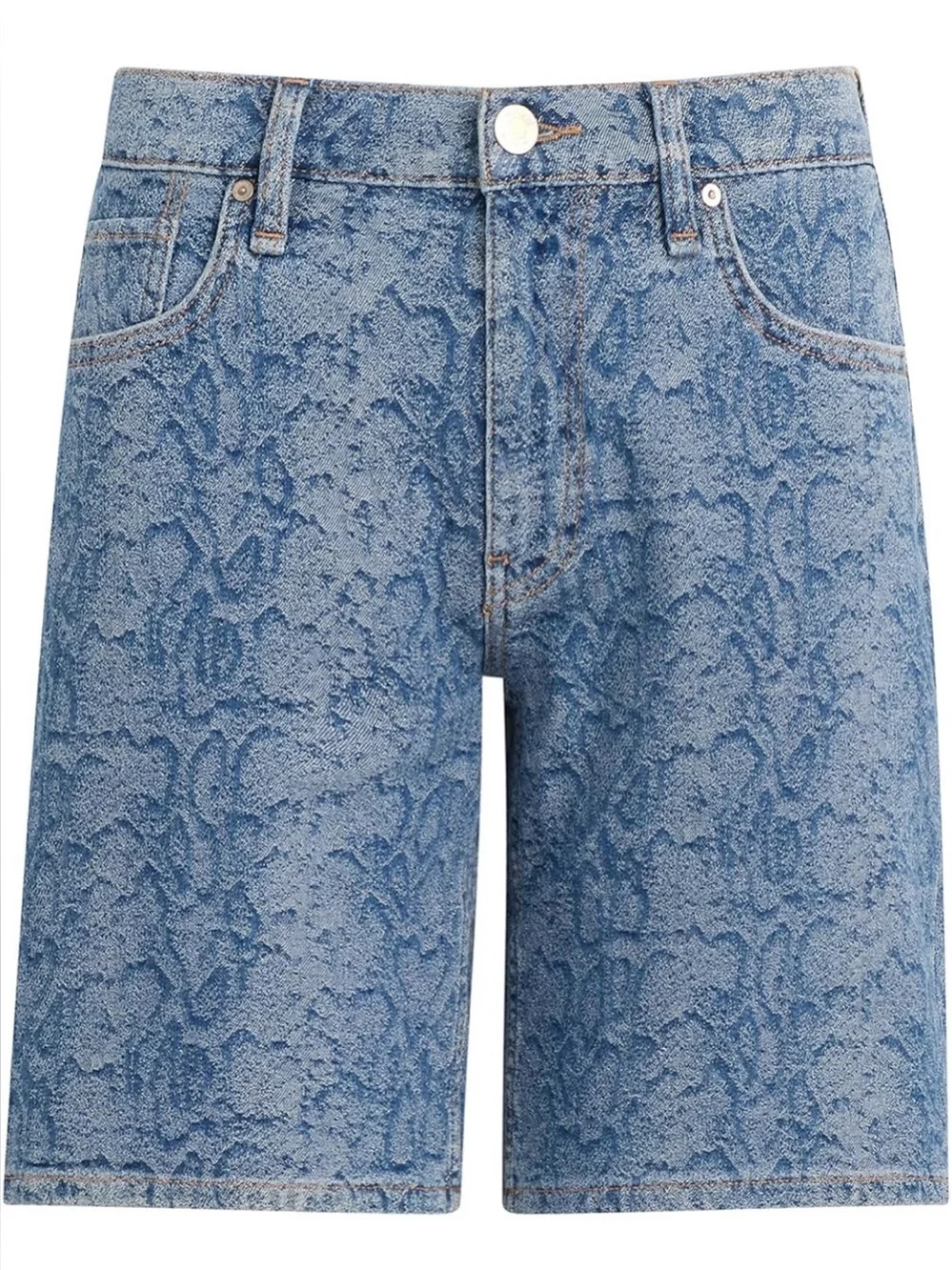 Hudson London Low Rise Long Short Snake Print “Venom” Denim Shorts Size 26 NWT